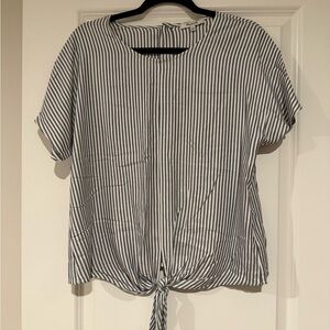 Madewell - Navy & White Striped Tie-Front Top (Size M)